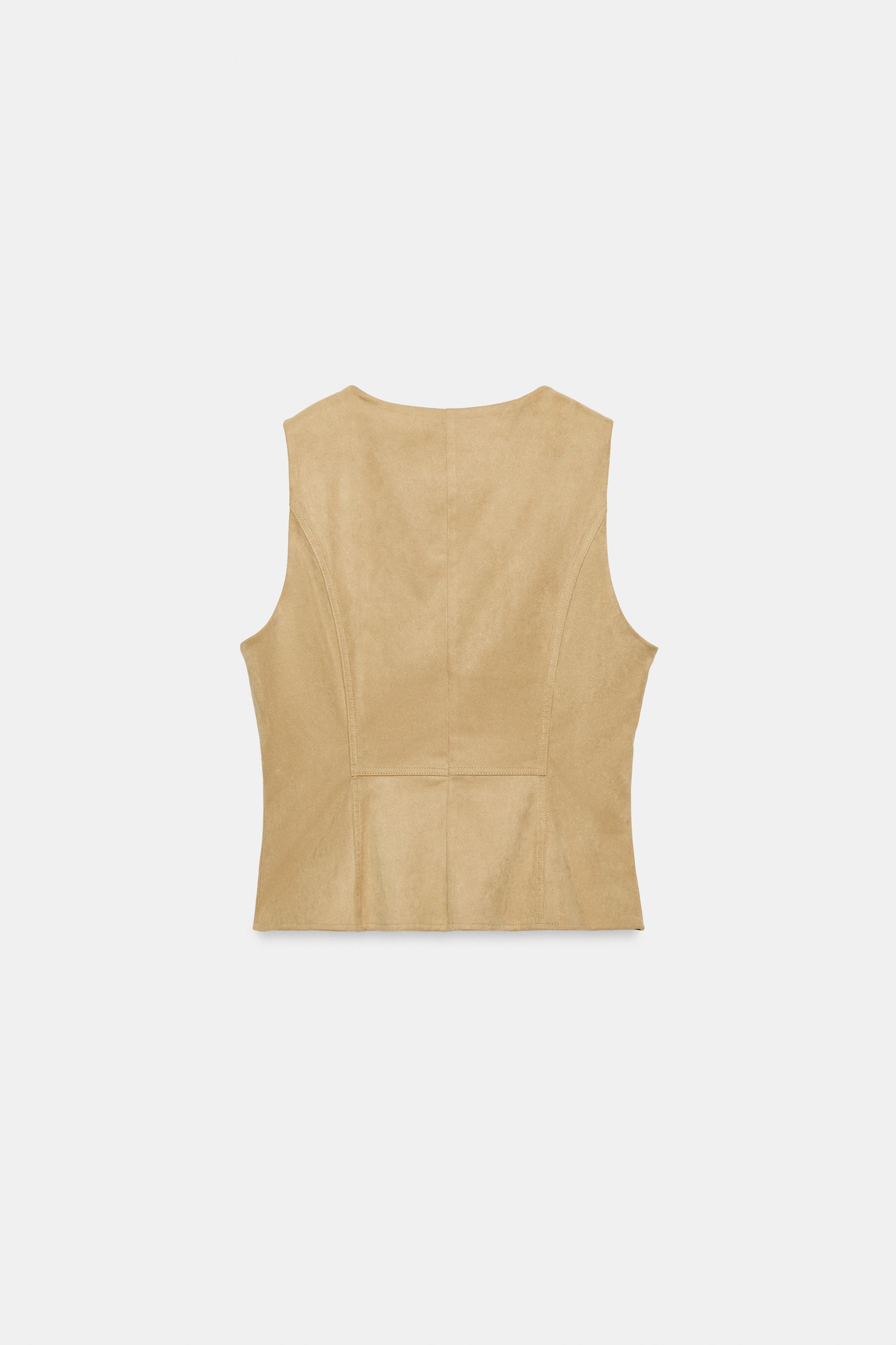 GILET EFFET DAIM À BOUTONS